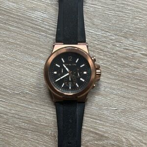 Michael Kors Watch, Stainless Steel Chronograph Watch for Men w/ Silicone Band
